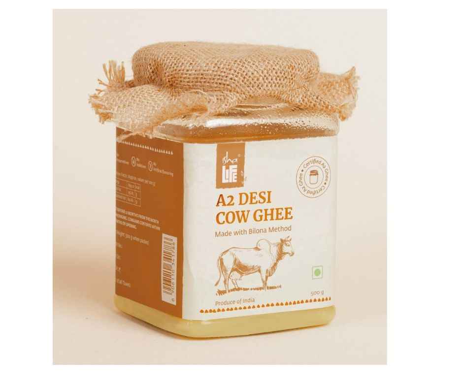 Isha Life Pure A2 Desi Cow Ghee | Made Traditionally from Curd | Made from Grass-fed Free Grazing Desi Cows&
