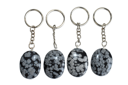 Snowflake Obsidian Key Chain, Gemstone Keychain Crystal Key Ring (Expanded Awareness and Intuition)  DestGlow