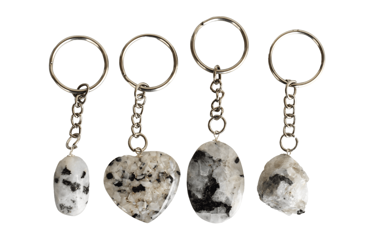 Rainbow Moonstone Key Chain, Gemstone Keychain Crystal Key Ring (Growth and Inspiration )  DestGlow