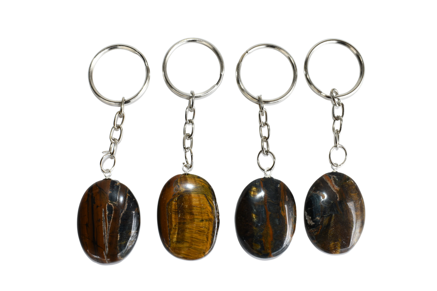 Tiger Eye Key Chain, Gemstone Keychain Crystal Key Ring (Creativity and Intuition).  DestGlow