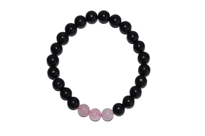 EMF Protection Crystal Bracelet, EMF Bracelet (Shungite Black, Rose Quartz)  DestGlow