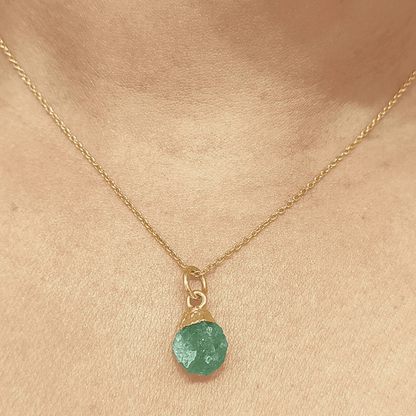 Raw Green Aventurine Crystal Necklace, Raw Gemstone Necklace  DestGlow