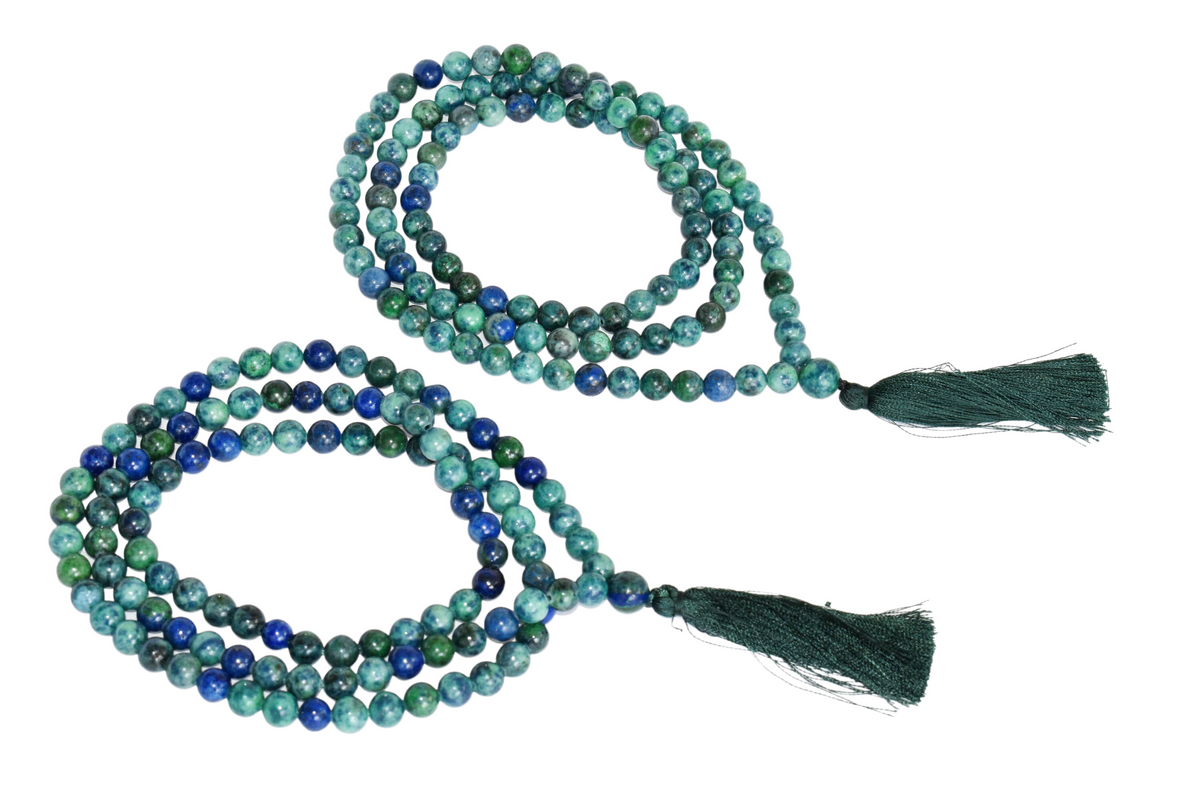 Azurite Malachite Beads Mala  DestGlow