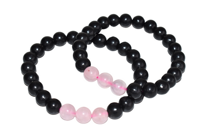 EMF Protection Crystal Bracelet, EMF Bracelet (Shungite Black, Rose Quartz)  DestGlow