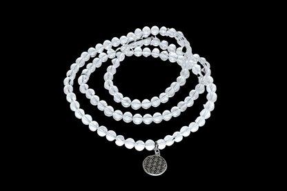 Crystal Quartz Beads Mala Bracelet, 108 Prayer Beads Necklace (Concentration and Harmony)  DestGlow