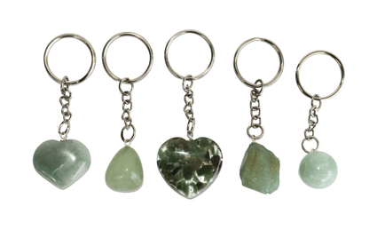 Green Aventurine Key Chain, Gemstone Keychain Crystal Key Ring (Attraction and Cleansing)  DestGlow