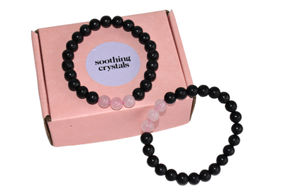 EMF Protection Crystal Bracelet, EMF Bracelet (Shungite Black, Rose Quartz)  DestGlow
