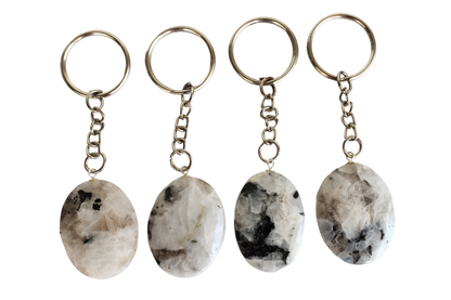 Rainbow Moonstone Key Chain, Gemstone Keychain Crystal Key Ring (Growth and Inspiration )  DestGlow