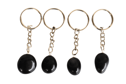 Black Obsidian Key Chain, Gemstone Keychain Crystal Key Ring (Inner Peace and Stress Relief)  DestGlow