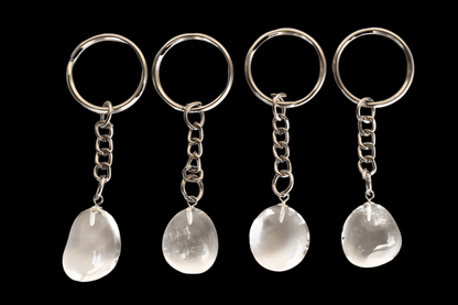 Crystal Quartz Key Chain, Gemstone Keychain Crystal Key Ring (Dreams and Enhancing)  DestGlow