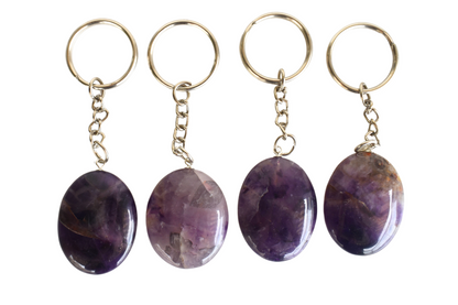 Amethyst Key Chain, Gemstone Keychain Crystal Key Ring (Intuition and Grief)  DestGlow