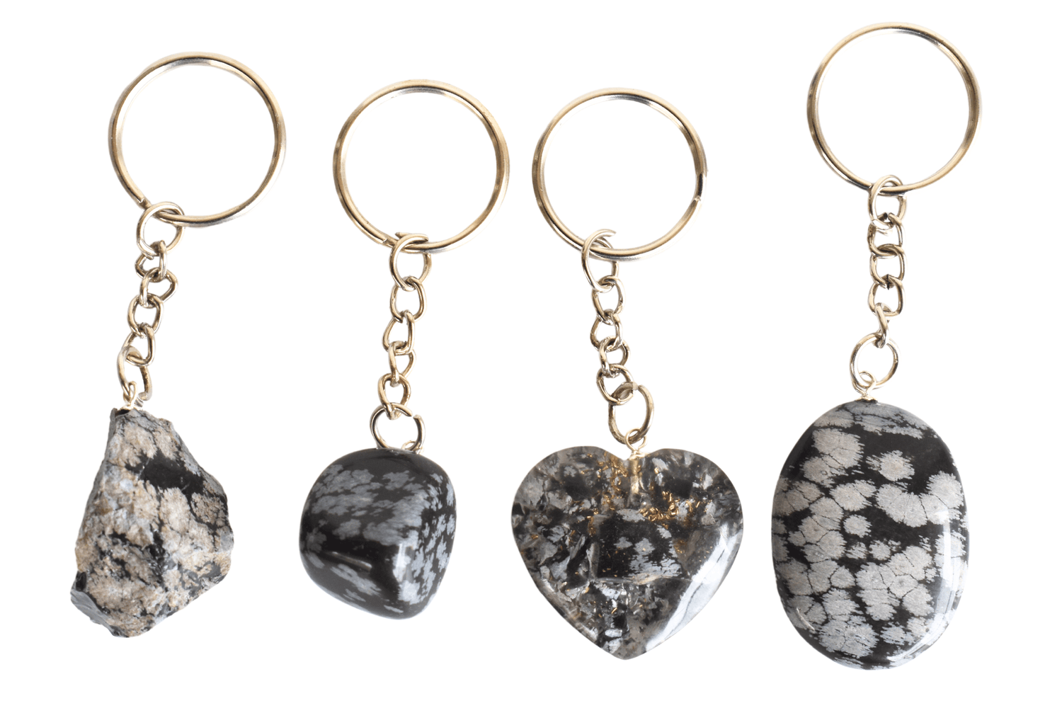 Snowflake Obsidian Key Chain, Gemstone Keychain Crystal Key Ring (Expanded Awareness and Intuition)  DestGlow