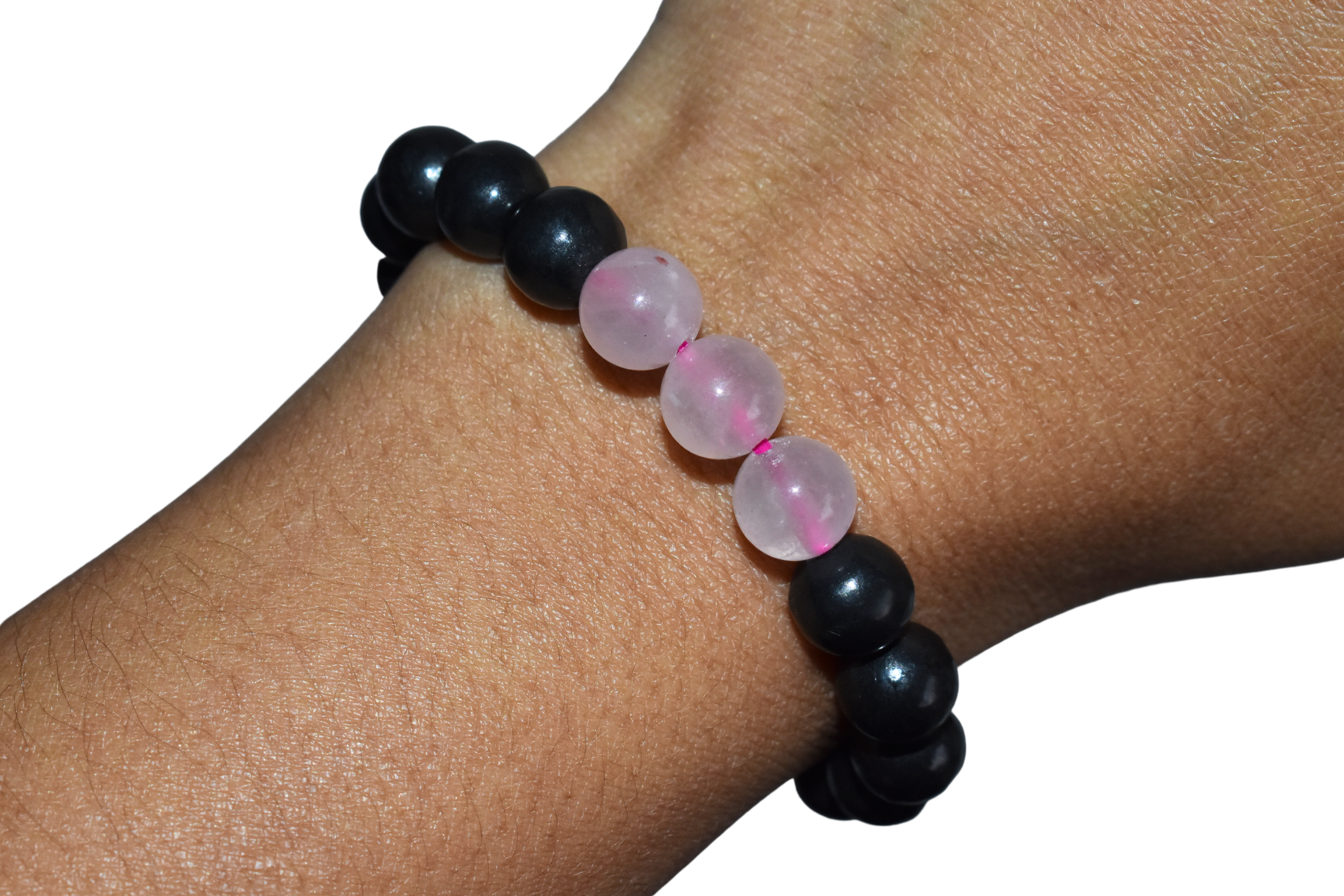 EMF Protection Crystal Bracelet, EMF Bracelet (Shungite Black, Rose Quartz)  DestGlow