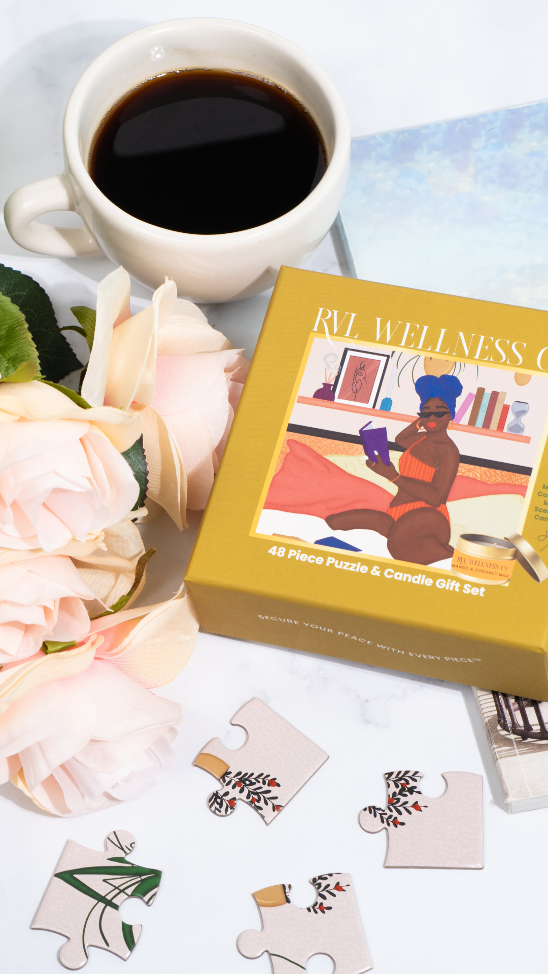 Reading &amp; Relaxing | 48 Piece Puzzle &amp; Candle Gift Set