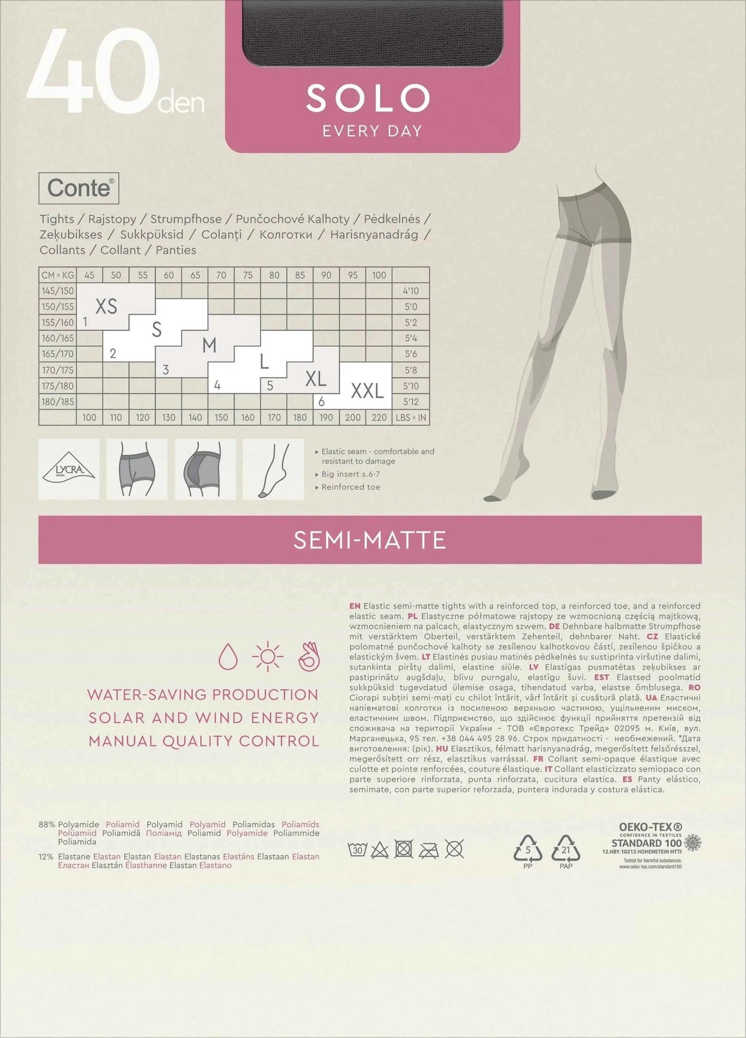 Tights Conte Solo 40 Den - Classic Pantyhose