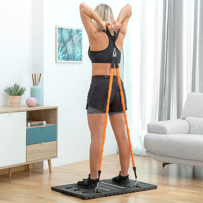 Complete Portable Home Gym System - Foldable Training Base with Resistance Bands