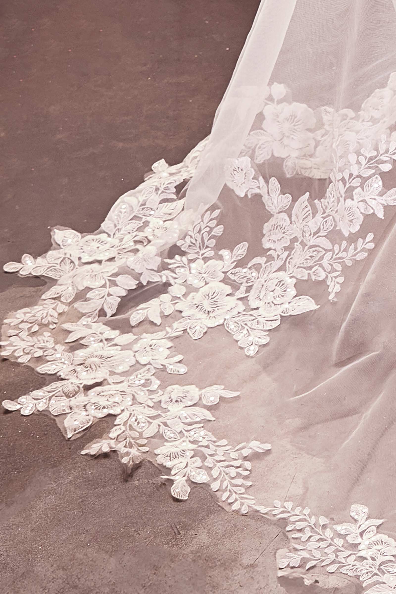 Floral Scalloped Lace Royal Veil by DiscountDressShop