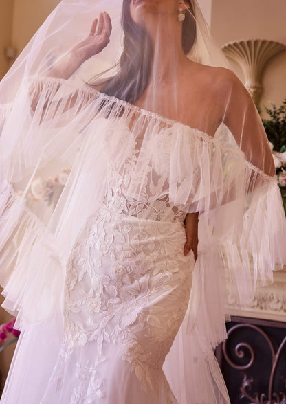 Couture Ruffle Edge 2-Tier Veil by DiscountDressShop