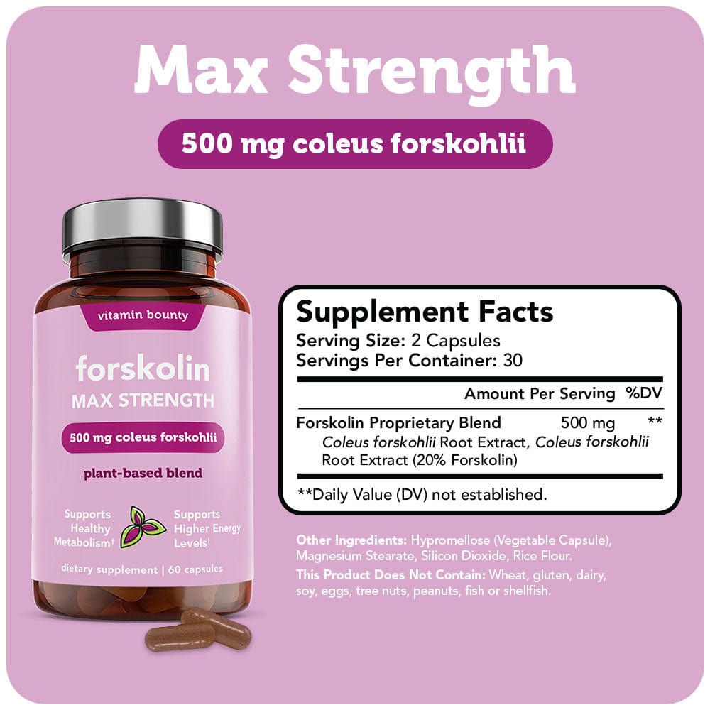 Forskolin Max Strength - Natural Weight Management Supplement for Metabolism &amp; Appetite Support - DestGlow