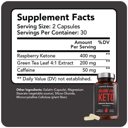 Burn On Keto - Thermogenic Fat Burner for Ketogenic Diet with Energy &amp; Focus Support - DestGlow