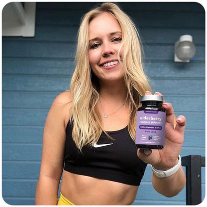 Elderberry Immune Support - 5-in-1 Formula with Vitamin C, Zinc, Garlic &amp; Echinacea - DestGlow