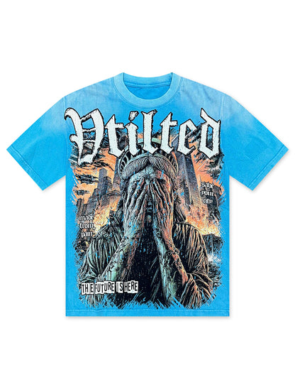 Vtilted Tears Tee - Washed Blue by Denim Exchange