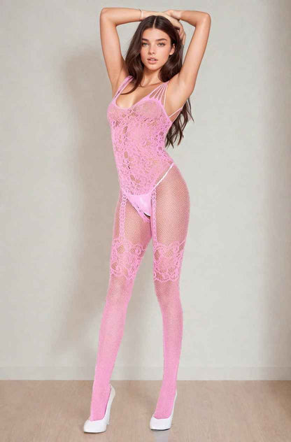 Faux Garter Net and Lace Bodystocking