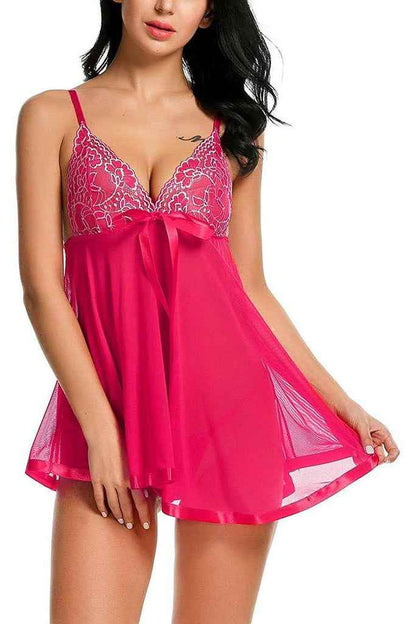 Flirty Mesh Lace Cup Babydoll