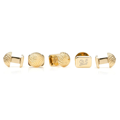 VDP 3D Colony Gold Stainless Stud Set by Cufflinks.com