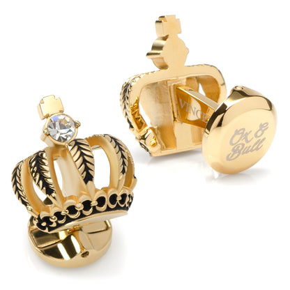 VDP 3D Crown Royal Gold Stainless Cufflinks by Cufflinks.com