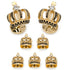 VDP 3D Crown Gold Crystal Stud Set by Cufflinks.com