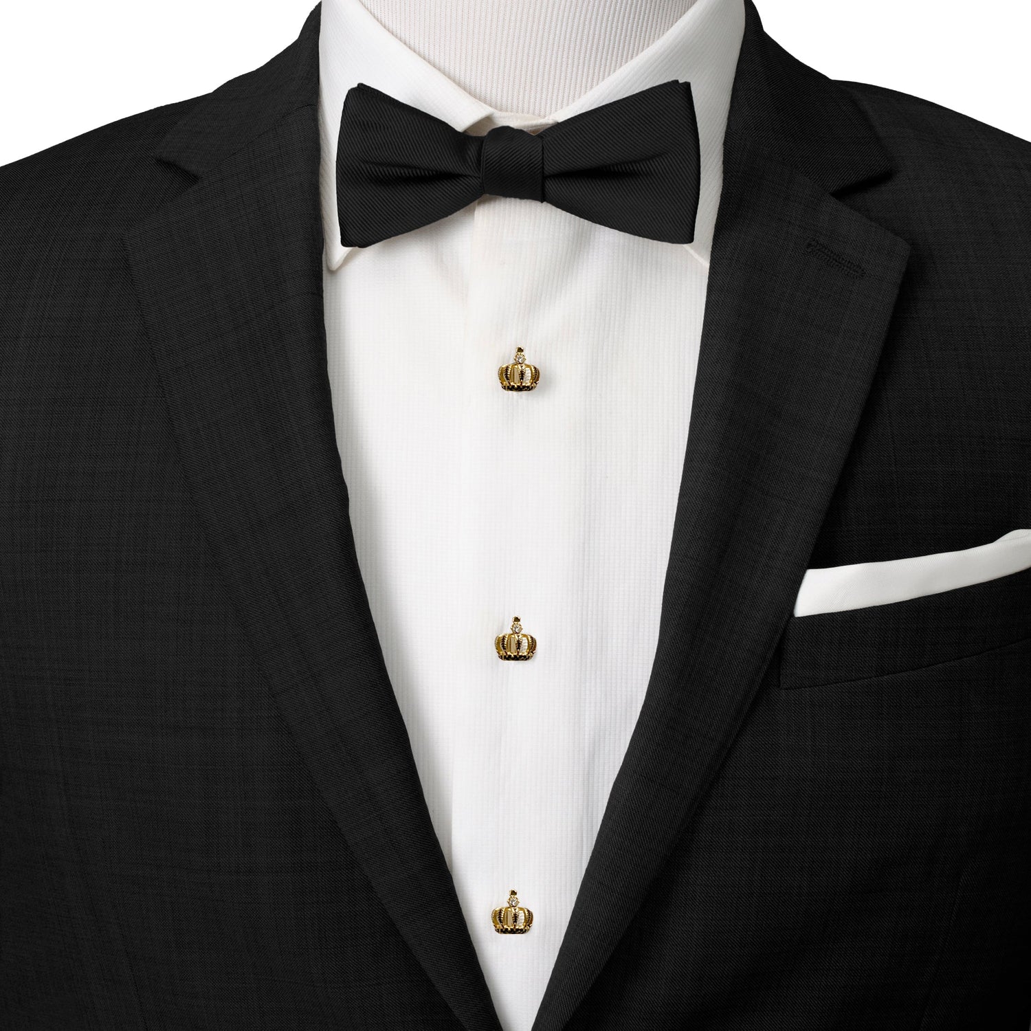 VDP 3D Crown Royal Gold Stainless Studs by Cufflinks.com