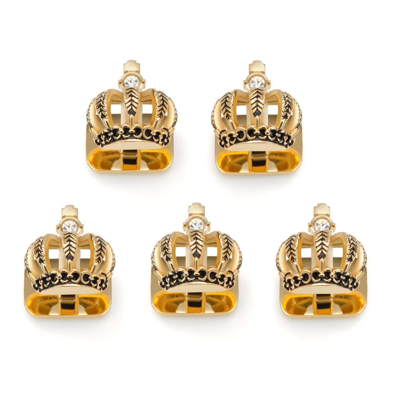 VDP 3D Crown Royal Gold Stainless Studs by Cufflinks.com