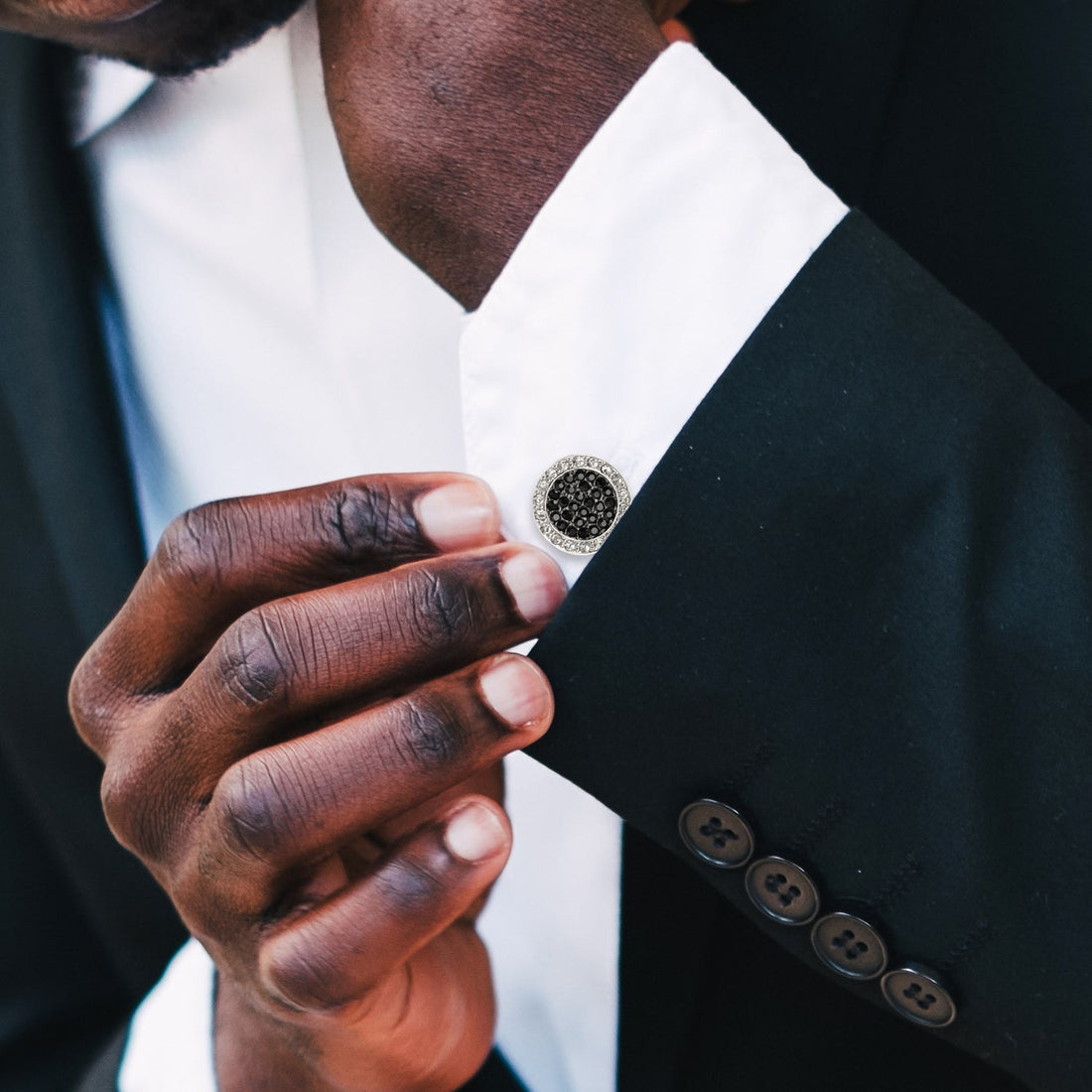 VDP White &amp; Black Pave Crystals Cufflinks by Cufflinks.com