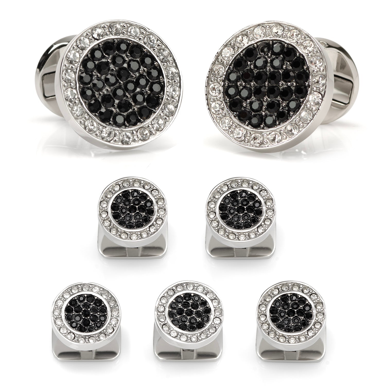 VDP White &amp; Black Pave Crystals Stud Set