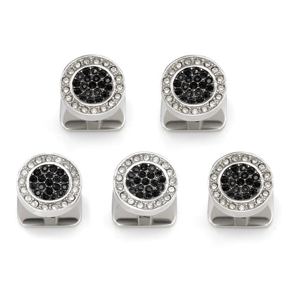 VDP White &amp; Black Pave Crystals Studs