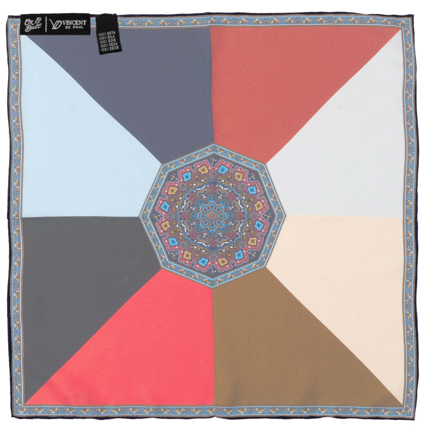 VDP Multi Colored Paisley Pocket Square by Cufflinks.com
