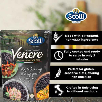 Riso Scotti, Microwave Venere Wholegrain Black Rice, 230g