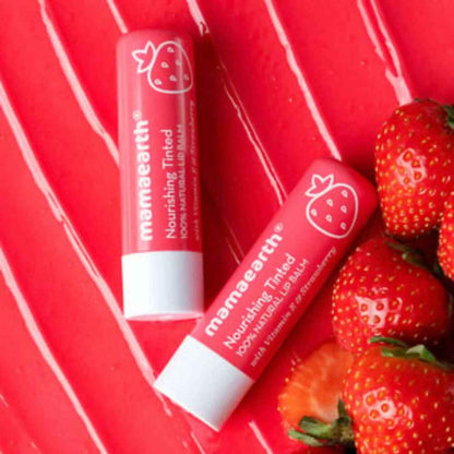 Mamaearth Nourishing Tinted 100% Natural Lip Balm With Vitamin E &amp; Strawberry