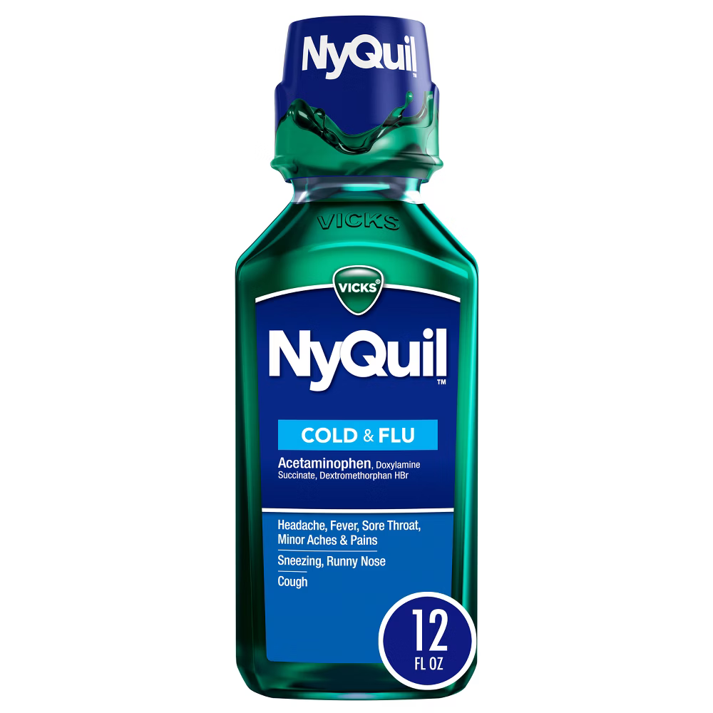 Vicks NyQuil Cold &amp; Flu Nighttime Relief Liquid (12 oz) by Farmacias Savia