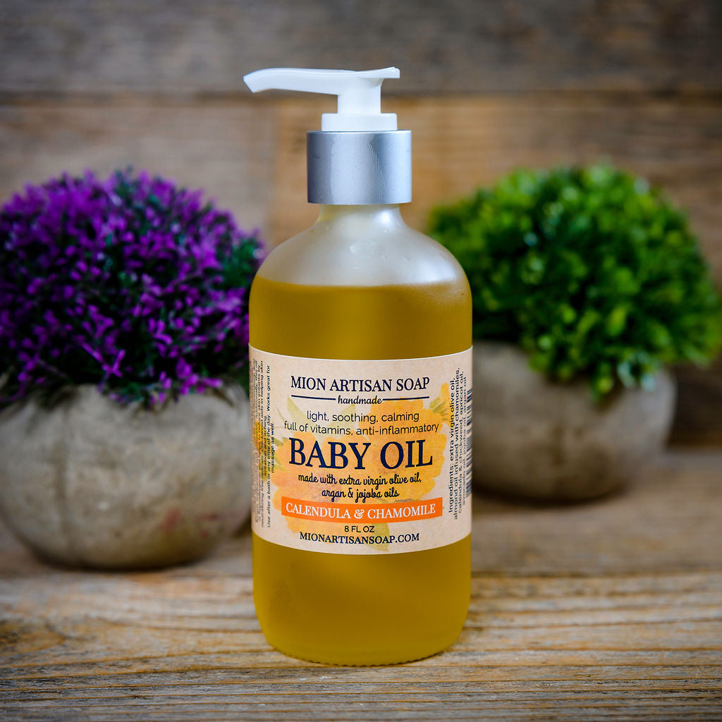 Calendula and Chamomile Baby Oil | Unscented| Light and Nourishing by MION Artisan Soap Co.
