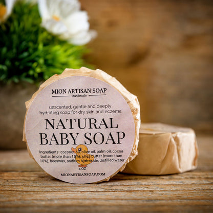 Natural Baby Soap | Unscented | Cocoa Butter &amp; Shea Butter Soap by MION Artisan Soap Co.