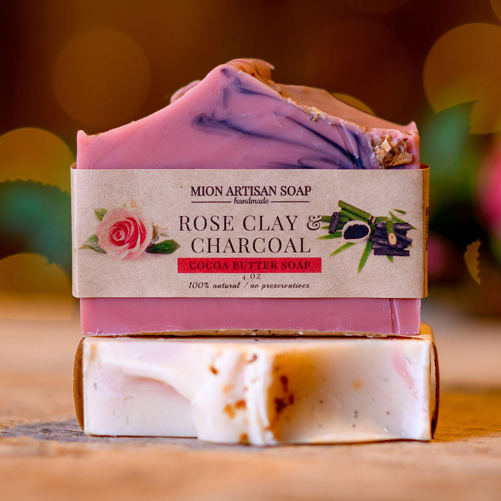 Rose Clay &amp; Activated Charcoal | Cocoa Butter Soap by MION Artisan Soap Co.