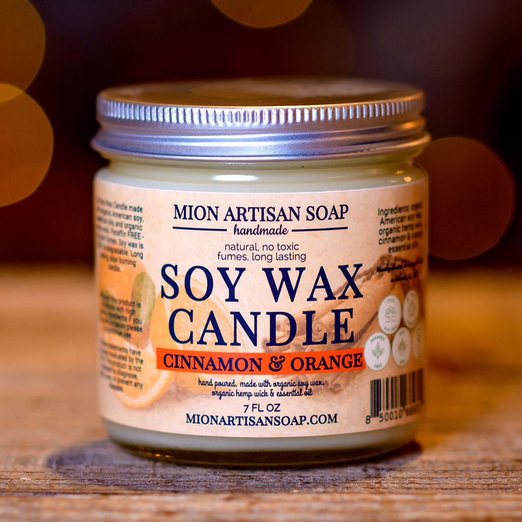 Cinnamon and Orange Soy Wax Candle | Long Lasting | 100% Natural by MION Artisan Soap Co.