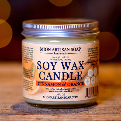 Cinnamon and Orange Soy Wax Candle | Long Lasting | 100% Natural by MION Artisan Soap Co.