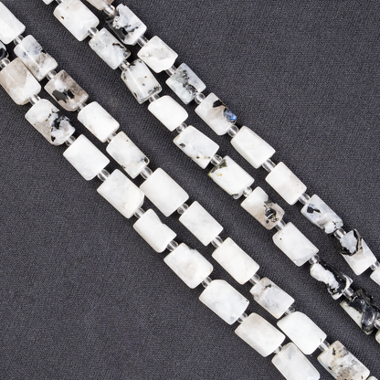 Rainbow Moonstone Gemstone Pipe Bead, Crystal Healing Tube Beads.  DestGlow