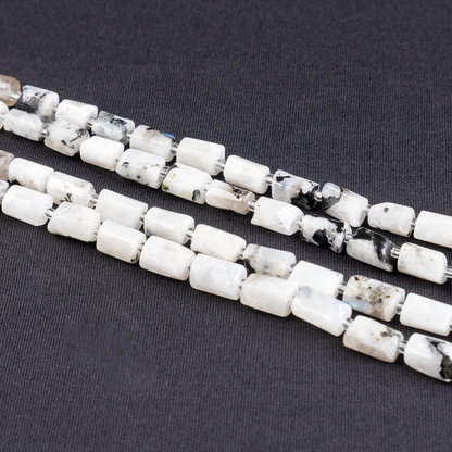 Rainbow Moonstone Gemstone Pipe Bead, Crystal Healing Tube Beads.  DestGlow
