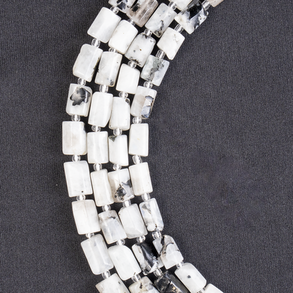 Rainbow Moonstone Gemstone Pipe Bead, Crystal Healing Tube Beads.  DestGlow