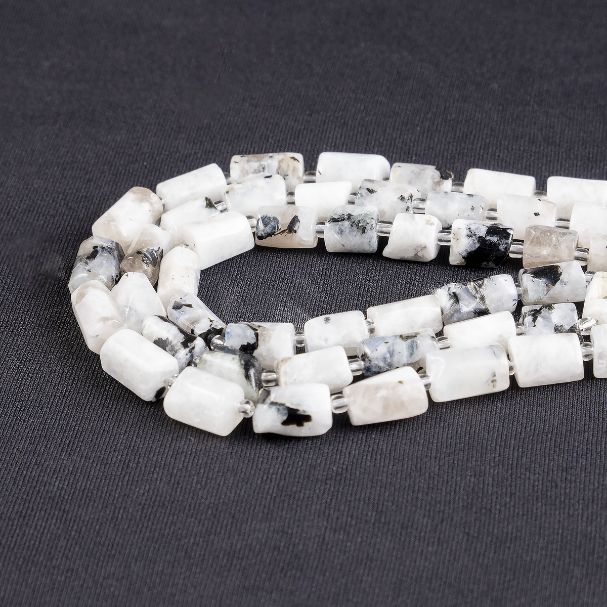 Rainbow Moonstone Gemstone Pipe Bead, Crystal Healing Tube Beads.  DestGlow