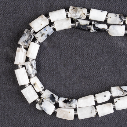 Rainbow Moonstone Gemstone Pipe Bead, Crystal Healing Tube Beads.  DestGlow